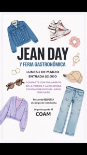 👖🔥 ¡JEAN DAY + FERIA GASTRONÓMICA! 🍕🍟
Este lunes 2 de marzo nos vestimos de jean para disfrutar de música, amigos y mucha comida deliciosa 😍🎶
💰 Entrada $2.000
🎓 Organiza grado 11
⚠️ Respeta el código de vestimenta
¡Prepárate para un descanso diferente y lleno de sabor! 😋✨
#coamsocorro #coam #colegioAvelinaMoreno #SocorroSantander
#JeanDay2026 FeriaEscolar PlanEscolar EstudiantesFelices AmbienteEscolar