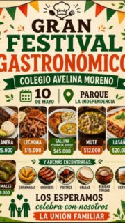 🍽️✨ ¡Llegó el evento más delicioso del año! ✨🍽️

El 🧡💚 Gran Festival Gastronómico del Colegio Avelina Moreno ya está listo para recibirte este 📅 10 de mayo en el 📍Parque La Independencia.

😋 Ven a disfrutar de nuestros sabores tradicionales:

 🔥 Llanera
🐷 Lechona
🍗 Gallina y sopa de arroz
🥣 Mute
🧀 Lasaña
🥟 Empanadas
🌭 Chorizos
🍰 Postres y mucho más.

👨‍👩‍👧‍👦 Una jornada especial para compartir en familia, apoyar a nuestra institución y disfrutar de la mejor gastronomía típica de nuestra región 💚

🎉 ¡No faltes, te esperamos con el mejor sabor y la mejor energía!

#coamsocorro #coam #colegioAvelinaMoreno #SocorroSantander #FestivalGastronómico Foodie FoodLovers ComidaTradicional Gastronomía EventosFamiliares �
Metricool +1