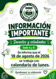📢💚 ¡ATENCIÓN, COMUNIDAD COAMISTA!
Información importante para docentes y estudiantes de las sedes A y B. 📚✏️
🗓️ El martes 18 de agosto de 2026 trabajaremos con el calendario correspondiente al día lunes.
🔔 ¡Tenlo muy presente y organiza tus actividades académicas!
Agradecemos la atención y colaboración de toda nuestra comunidad. 💚🤝
📲 Comparte esta información para que llegue a todos.
#coamsocorro #coam #colegioAvelinaMoreno #SocorroSantander #InformaciónImportante #ComunidadCoamista #Educación