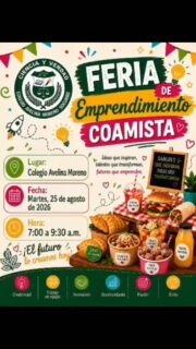 🚀💡 ¡PREPÁRATE PARA EMPRENDER!💡🚀
Se acerca nuestra FERIA DE EMPRENDIMIENTO COAMISTA 💚💛, un espacio donde las ideas 💭 se convierten en proyectos, la creatividad 🎨 en oportunidades y el talento de nuestros estudiantes en inspiración. 🌟
🍔🥤🍪 Encontraremos sabores, productos y propuestas creadas con entusiasmo, trabajo en equipo e innovación.
📅 Martes 25 de agosto de 2026
⏰ 7:00 a 9:30 a. m.
📍 Colegio Avelina Moreno
🙌 Ven, participa y apoya a nuestros jóvenes emprendedores.
✨ ¡El futuro lo creamos hoy!🚀
#coamsocorro #coam #colegioAvelinaMoreno #SocorroSantander #Emprendimiento EmprendimientoJuvenil JóvenesEmprendedores Innovación Creatividad Educación Liderazgo Oportunidades Futuro